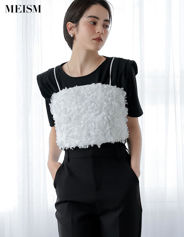 《今だけ！2BUY20%OFFクーポンで ¥3,573⇒¥2,858》【決算SALE！ 35％OFF】[2025 SUMMER COLLECTION][MEISM by Re:EDIT]フラワーチュールベアキャミビスチェ