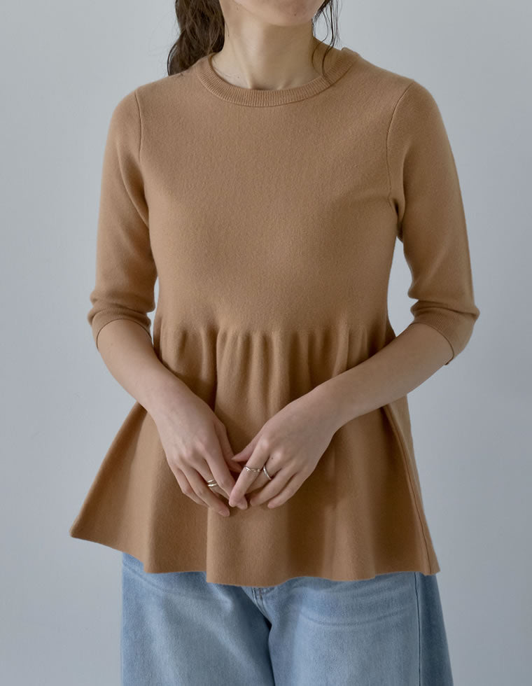 七分袖ミラノリブペプラムニットトップス - トップス通販 | 人気