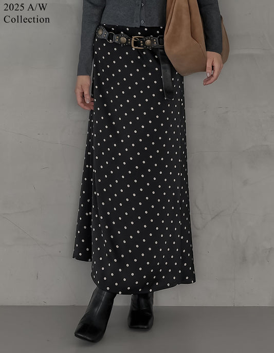 【クーポンで20%OFF ¥4,998⇒¥3,998 】〖クーポンコード：SH_20_2510〗[2025AW COLLECTION][新色追加][オケージョン セレモニー][低身長サイズ有]無地orドット柄サテンナロースカート
