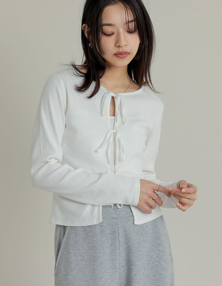 ストレッチリブ前後2WAYリボンデザイントップス - トップス通販 | 人気