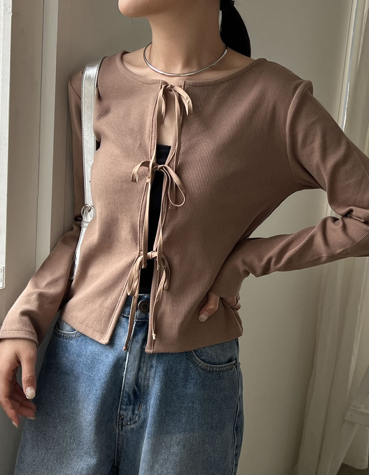 ストレッチリブ前後2WAYリボンデザイントップス - トップス通販 | 人気
