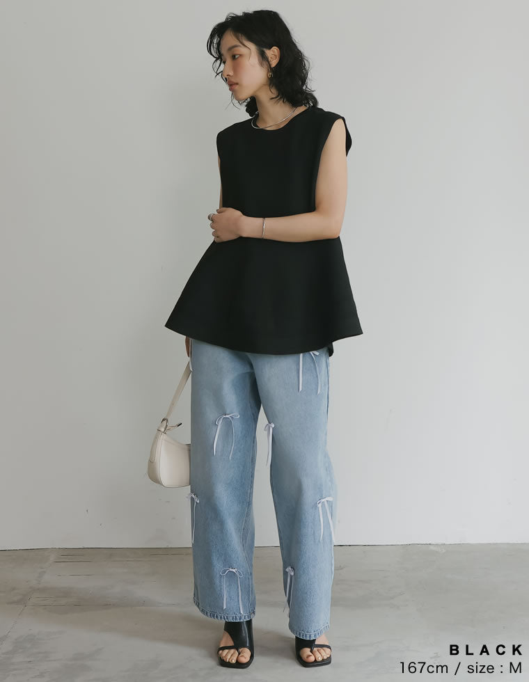 sheller ペプラム　トップス　ノースリーブ sheller】チェック ツイード ペプラムトップス トップス 秋服