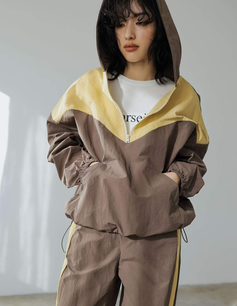 ナイロンタフタ配色アノラックパーカー - ジャケット/アウター通販