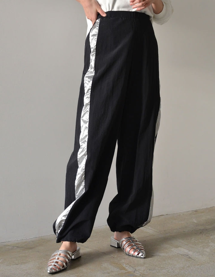 [2024SS COLLECTION][低身長/高身長サイズ有]ナイロンタフタ配色ジョガーサイドラインパンツ パンツ レディースファッション通販 リエディ
