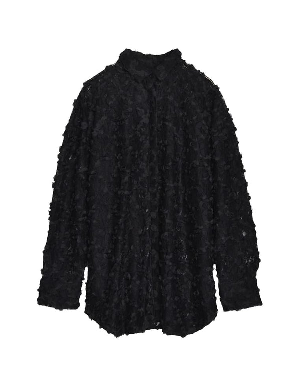 【PRE ORDER記念 20%OFFクーポン対象 ¥6,998⇒¥5,599】[2024SS COLLECTION][MEISM by Re:EDIT]総フラワーレースオーバーサイズシャツ トップス レディースファッション通販 リエディ