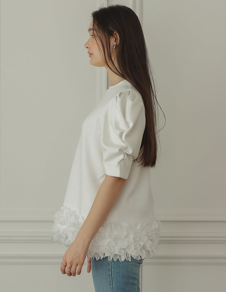 tシャツ 「2024SS COLLECTION」「MEISM by Re:EDIT」フラワーモチーフパワショルチュニックトップス レディース フラワーモチーフパワショルチュニックトップス - トップス通販
