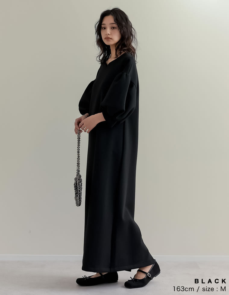 2WAYダンボールハートネックパフスリーブナローワンピース