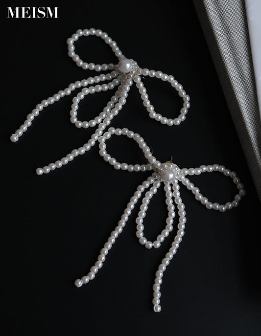 [2024SS MEISME COLLECTION][MEISM by Re:EDIT]フェイクパールリボンデザインピアス[返品交換不可] アクセサリー レディースファッション通販 リエディ