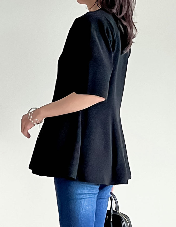 【OUTLET SALE 30%OFF ¥5,299⇒¥3,709】[STORYコラボ][洗濯機で洗える]パフスリーブペプラムニットトップス トップス 人気レディースファッション通販 リエディ