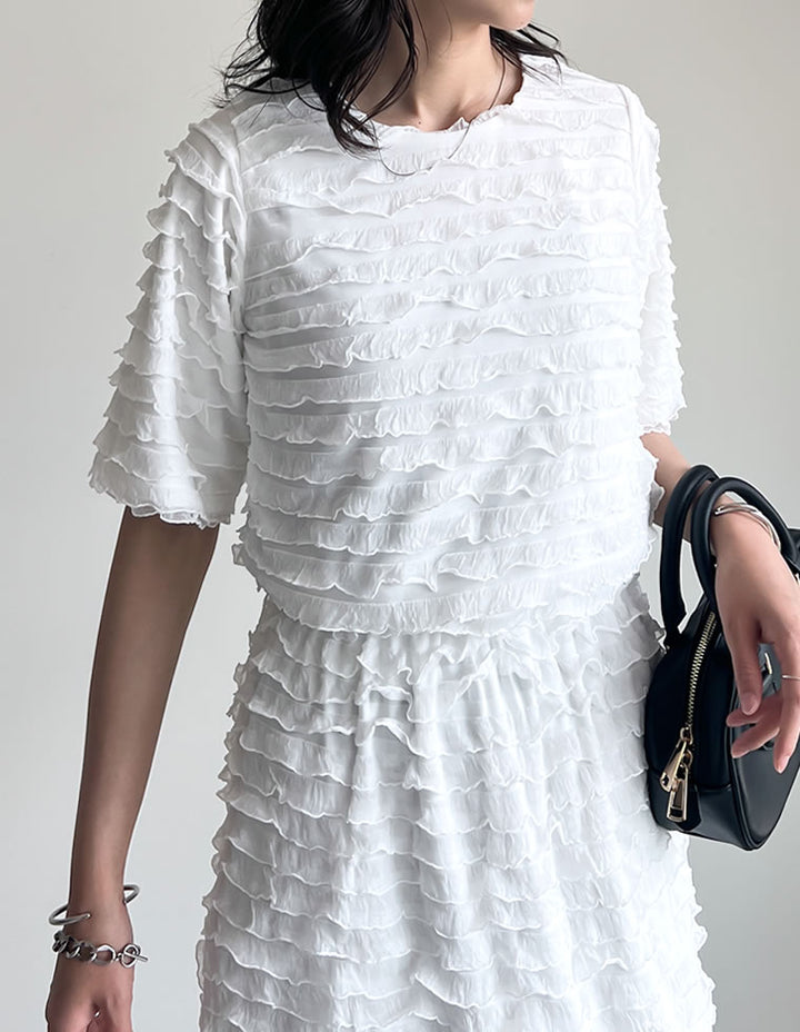 【TIME SALE 50%OFF ¥4,499⇒¥2,249】カットフリル半袖トップス トップス 人気レディースファッション通販 リエディ