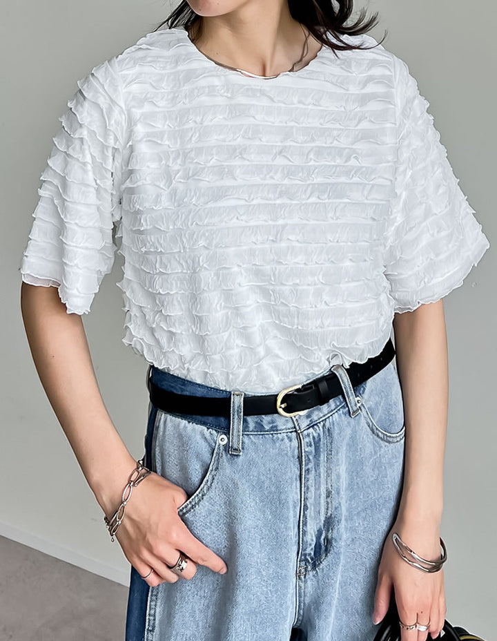 【TIME SALE 50%OFF ¥4,499⇒¥2,249】カットフリル半袖トップス トップス 人気レディースファッション通販 リエディ