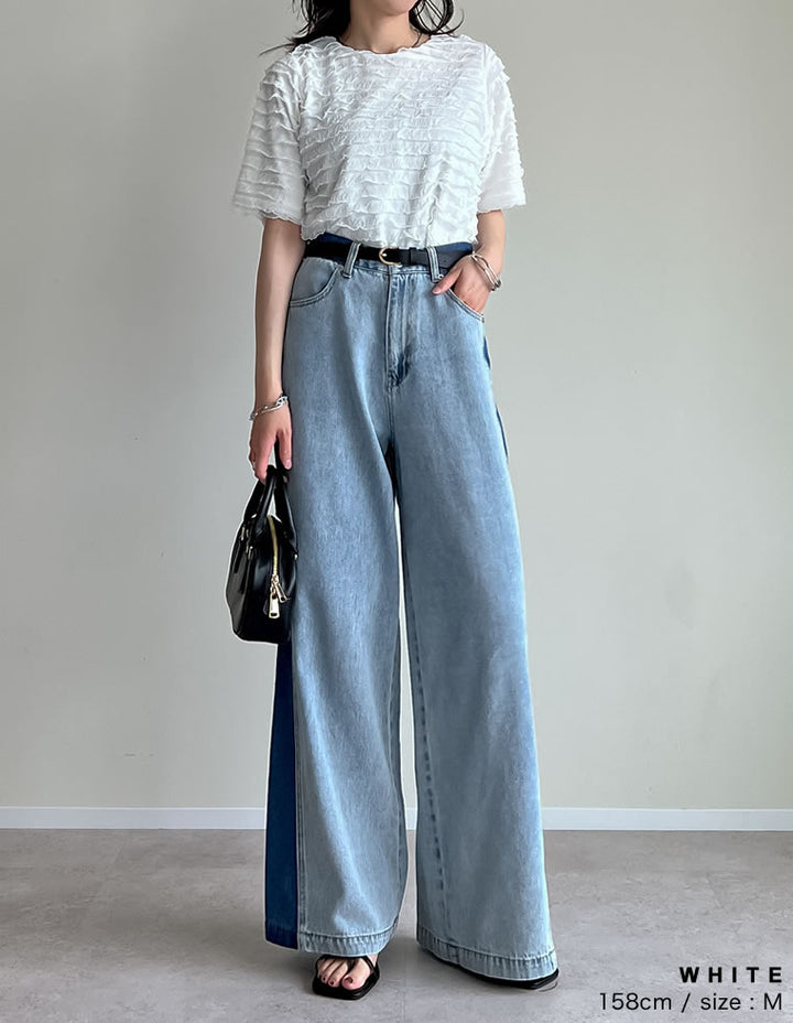 【TIME SALE 50%OFF ¥4,499⇒¥2,249】カットフリル半袖トップス トップス 人気レディースファッション通販 リエディ