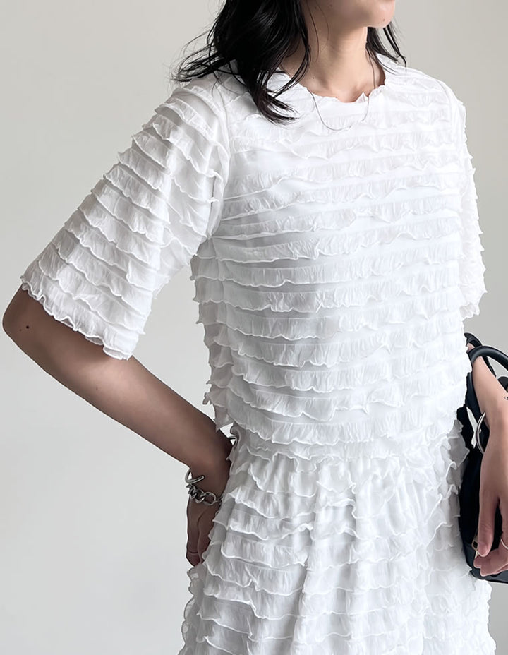 【TIME SALE 50%OFF ¥4,499⇒¥2,249】カットフリル半袖トップス トップス 人気レディースファッション通販 リエディ