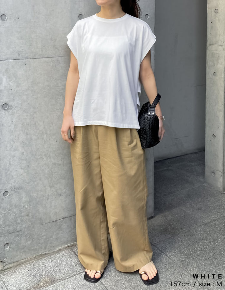 【TIME SALE 30%OFF ¥2,498⇒¥1,748】[接触冷感][UVカット][ヒップが隠れる丈]天竺ウエストタックTシャツ[mb] トップス 人気レディースファッション通販 リエディ