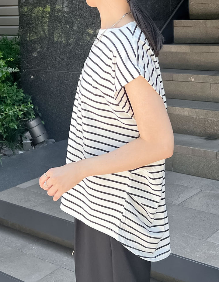 【TIME SALE 30%OFF ¥2,498⇒¥1,748】[接触冷感][UVカット][ヒップが隠れる丈]天竺ウエストタックTシャツ[mb] トップス 人気レディースファッション通販 リエディ