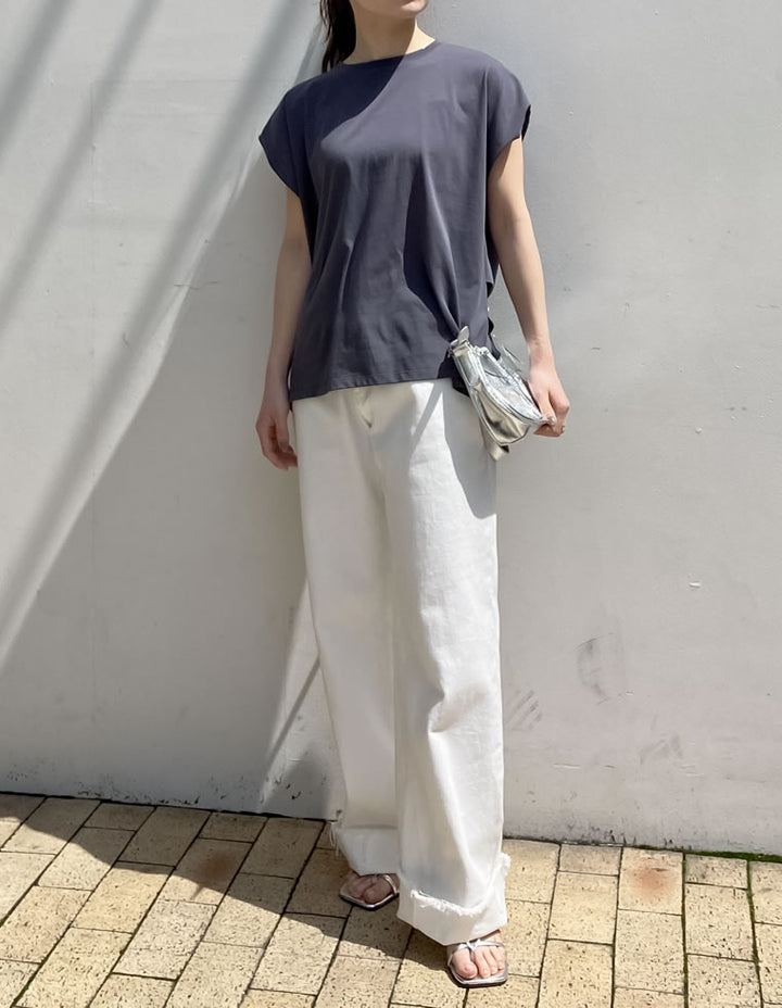 【TIME SALE 30%OFF ¥2,498⇒¥1,748】[接触冷感][UVカット][ヒップが隠れる丈]天竺ウエストタックTシャツ[mb] トップス 人気レディースファッション通販 リエディ