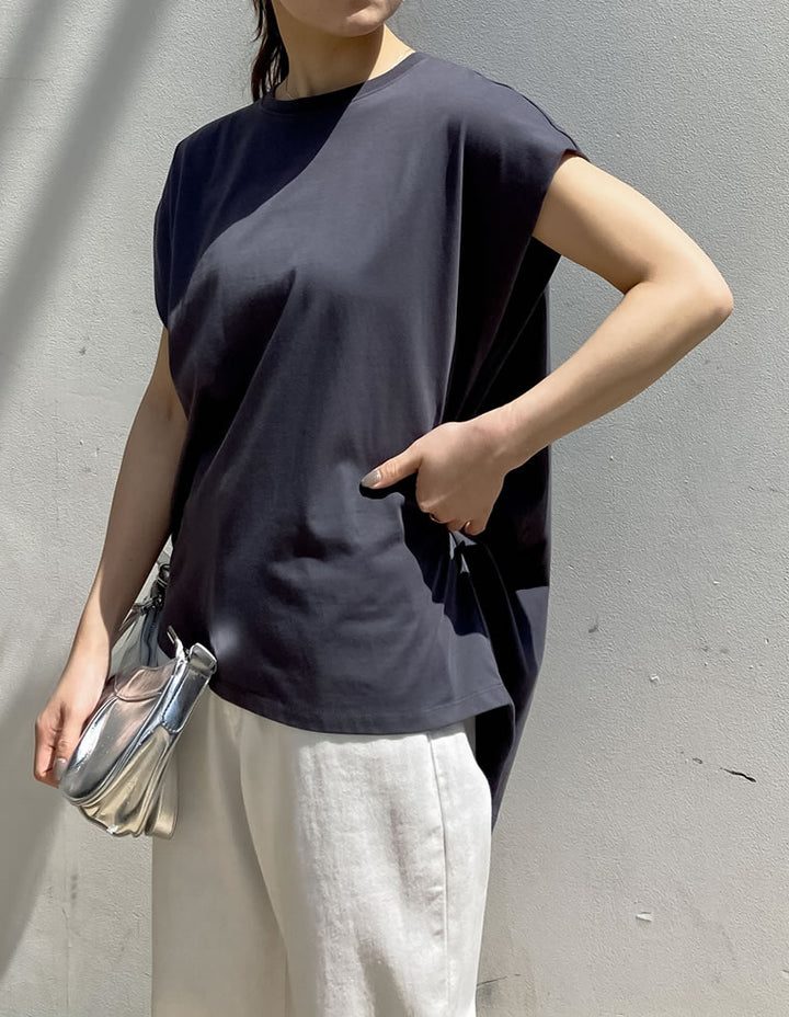 【TIME SALE 30%OFF ¥2,498⇒¥1,748】[接触冷感][UVカット][ヒップが隠れる丈]天竺ウエストタックTシャツ[mb] トップス 人気レディースファッション通販 リエディ