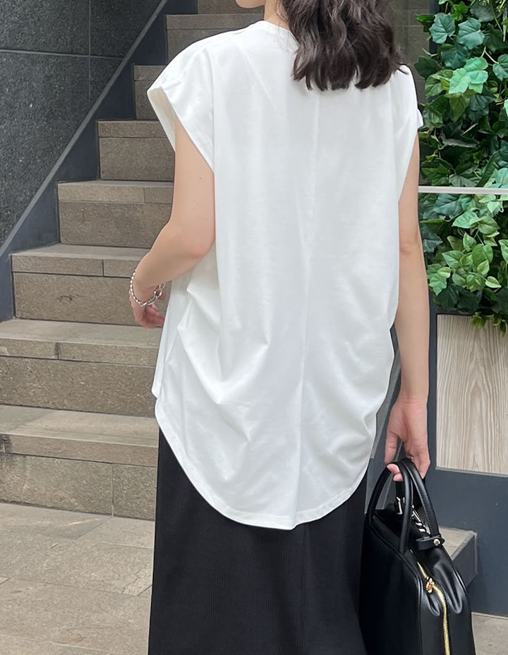 【TIME SALE 30%OFF ¥2,498⇒¥1,748】[接触冷感][UVカット][ヒップが隠れる丈]天竺ウエストタックTシャツ[mb] トップス 人気レディースファッション通販 リエディ