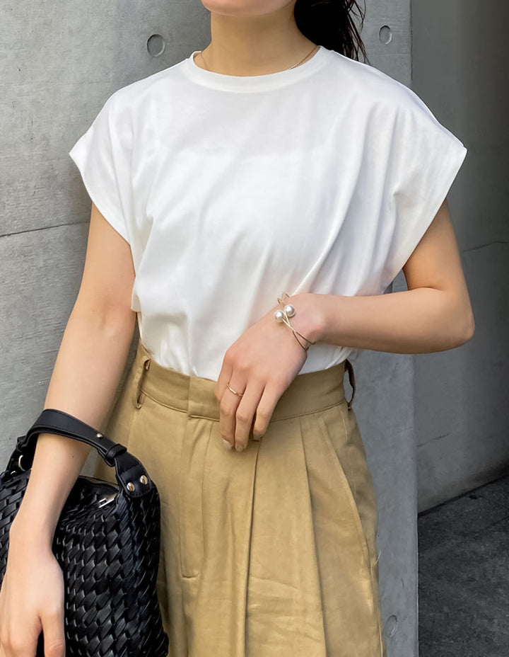 【TIME SALE 30%OFF ¥2,498⇒¥1,748】[接触冷感][UVカット][ヒップが隠れる丈]天竺ウエストタックTシャツ[mb] トップス 人気レディースファッション通販 リエディ
