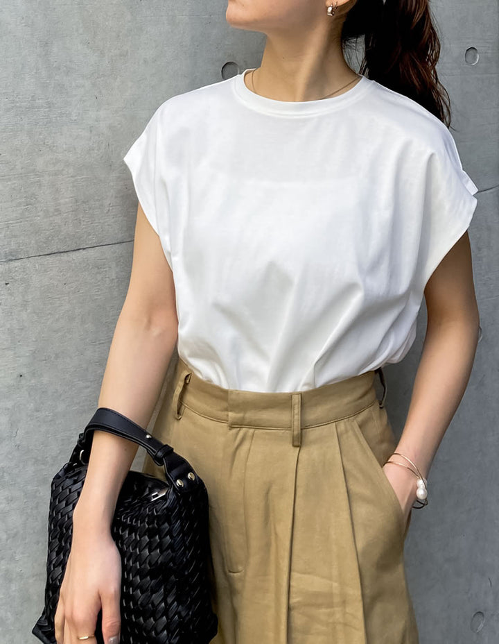 【TIME SALE 30%OFF ¥2,498⇒¥1,748】[接触冷感][UVカット][ヒップが隠れる丈]天竺ウエストタックTシャツ[mb] トップス 人気レディースファッション通販 リエディ