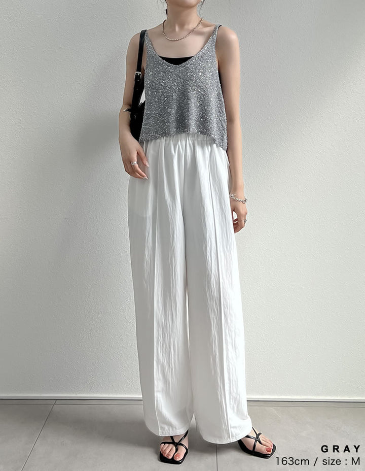 【TIME SALE 30%OFF ¥3,979⇒¥2,785】[販売枚数8千枚突破！]スパンコールニットキャミソールビスチェ トップス 人気レディースファッション通販 リエディ