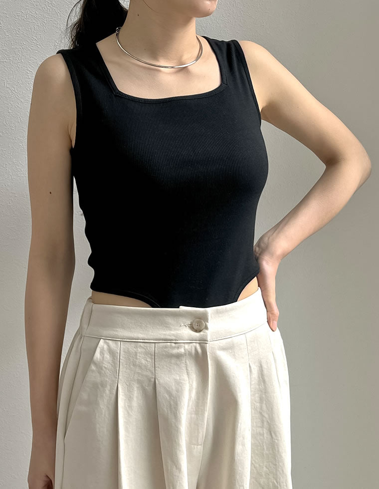 ストレッチ タンクトップ 綿混ストレッチタンクトップ(2丈展開) - ファッション通販なら