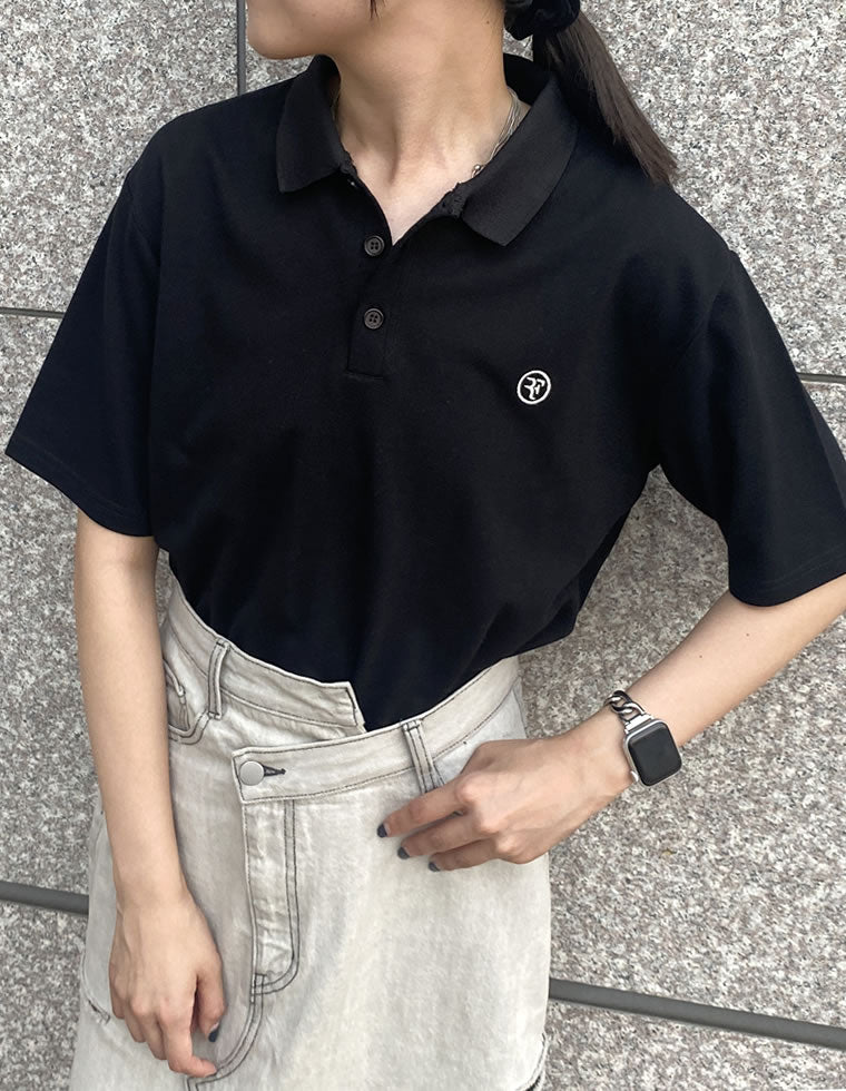 ワンポイント刺繍ロゴポロトップス - トップス通販 | 人気レディース