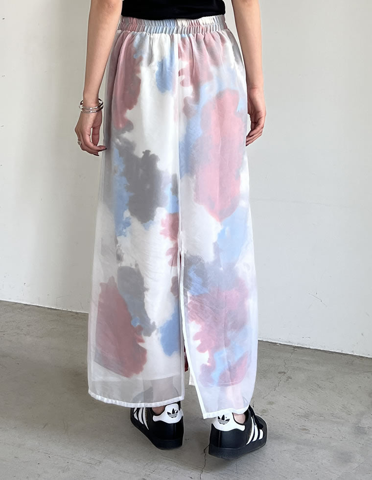 アート柄オーガンジーレイヤードスカート - スカート通販 | 人気