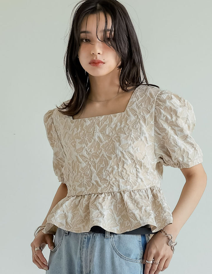 【TIME SALE 20%OFF ¥4,798⇒¥3,838】ふくれジャカードペプラムトップス トップス 人気レディースファッション通販 リエディ
