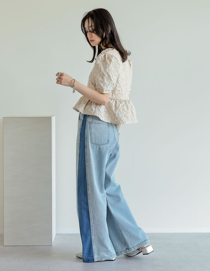 【TIME SALE 20%OFF ¥4,798⇒¥3,838】ふくれジャカードペプラムトップス トップス 人気レディースファッション通販 リエディ