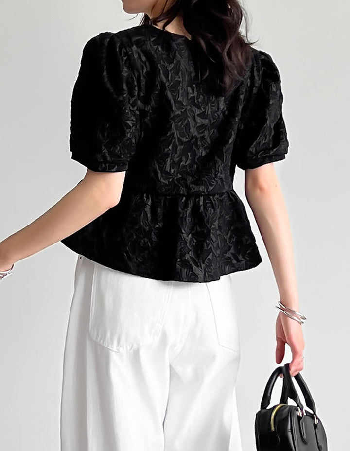 【TIME SALE 20%OFF ¥4,798⇒¥3,838】ふくれジャカードペプラムトップス トップス 人気レディースファッション通販 リエディ