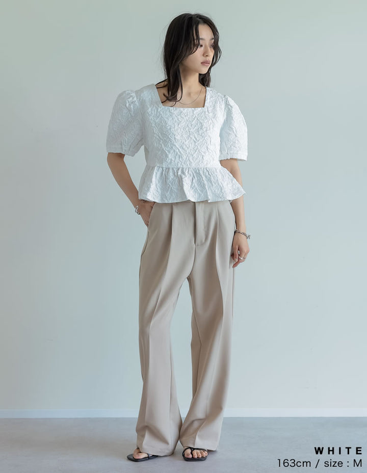 【TIME SALE 20%OFF ¥4,798⇒¥3,838】ふくれジャカードペプラムトップス トップス 人気レディースファッション通販 リエディ