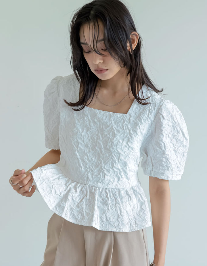 【TIME SALE 20%OFF ¥4,798⇒¥3,838】ふくれジャカードペプラムトップス トップス 人気レディースファッション通販 リエディ