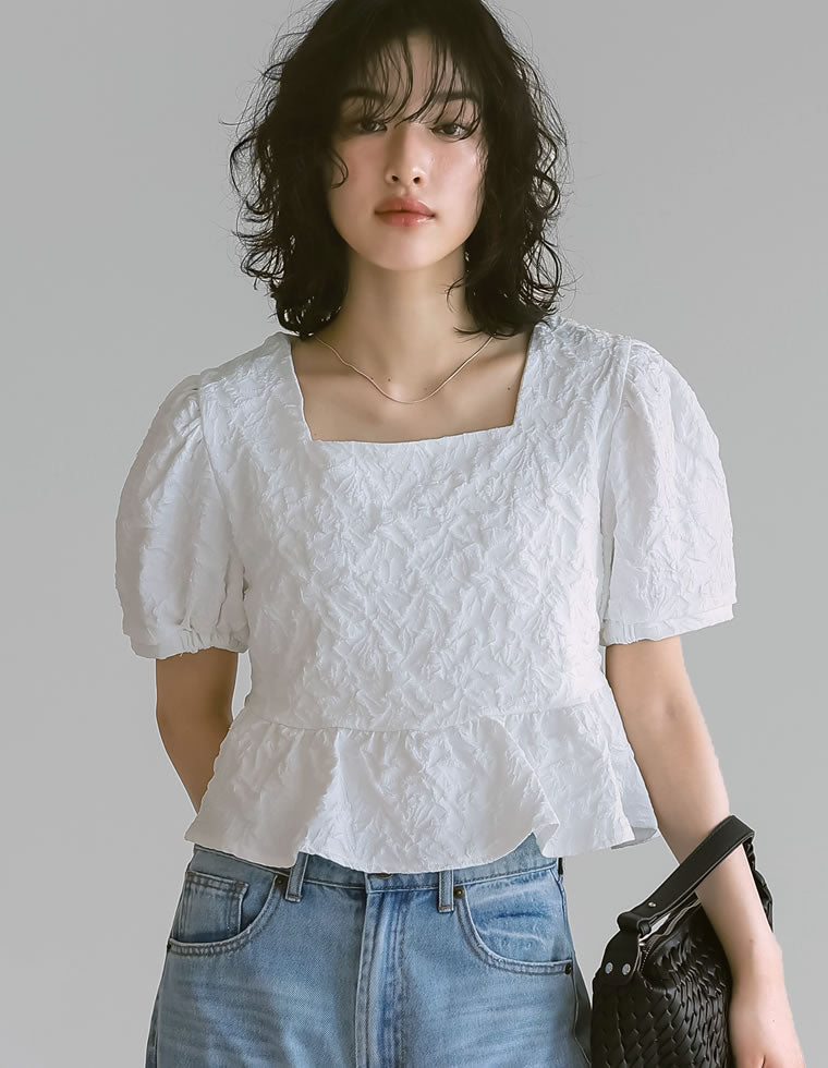 ふくれジャカードペプラムトップス - トップス通販 | 人気レディース ふくれジャカードペプラムトップス - トップス通販 | 人気レディース