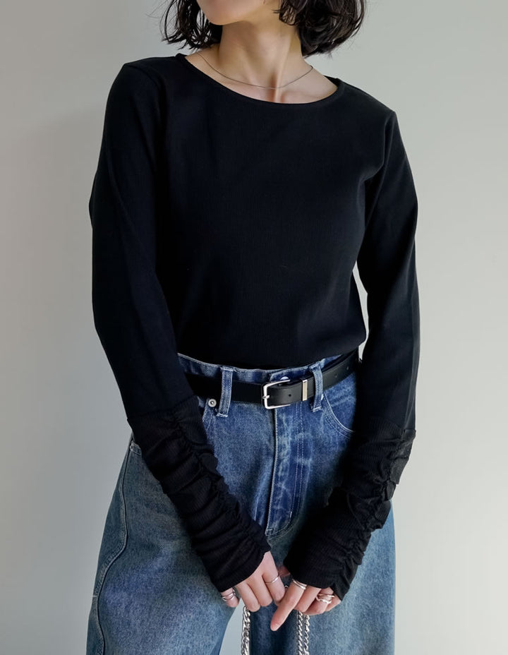 [乾燥機対応][汗じみ防止][UVカット]ストレッチリブシアー切り替えロングスリーブトップス トップス 人気レディースファッション通販 リエディ