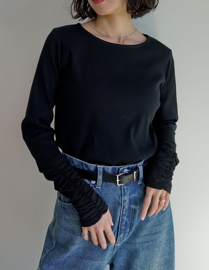 [乾燥機対応][汗じみ防止][UVカット]ストレッチリブシアー切り替えロングスリーブトップス トップス 人気レディースファッション通販 リエディ