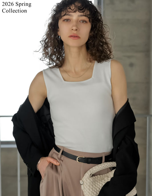 [2026S/S PRE ORDER][新色追加][リニューアル][ブラ紐隠し]レーヨンブレンドスクエアネックリブニットタンクトップ[返品交換不可][mb] トップス 人気レディースファッション通販 リエディ