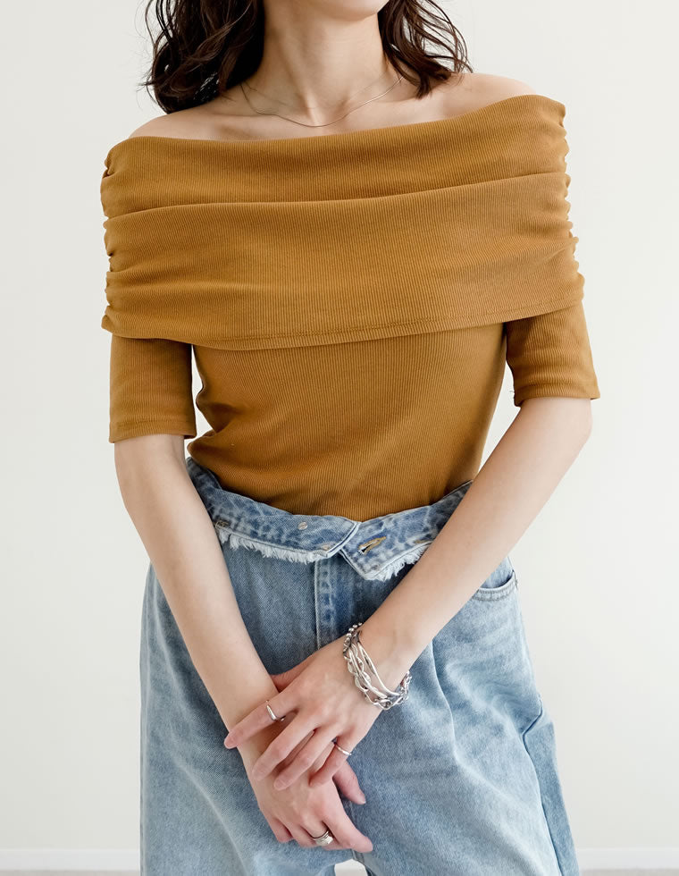 2WAYリブカットソーオフショルトップス - トップス通販 | 人気