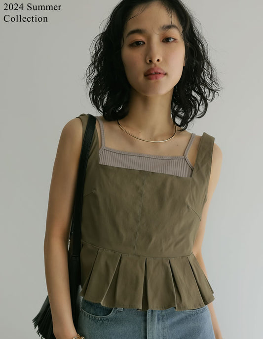 [2024 SUMMER COLLECTION]タックプリーツペプラムビスチェ トップス レディースファッション通販 リエディ