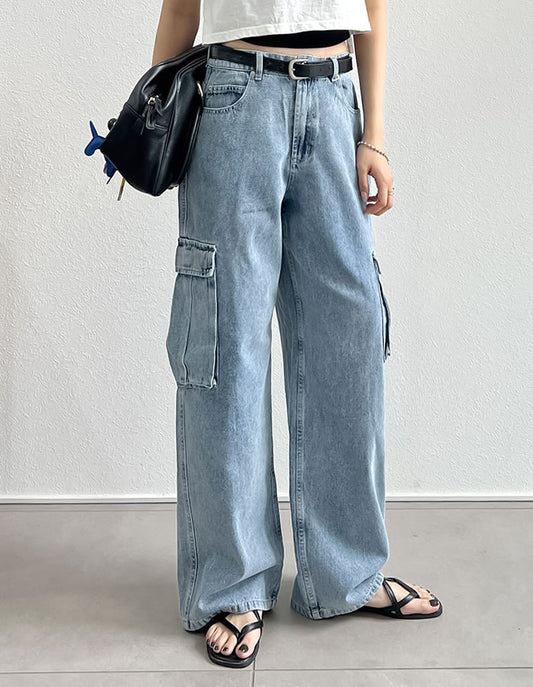 【限定TIME SALE 5%OFF ¥4,998⇒¥4,748】[低身長/高身長サイズ有]コットンデニムサイドポケットカーゴパンツ パンツ 人気レディースファッション通販 リエディ