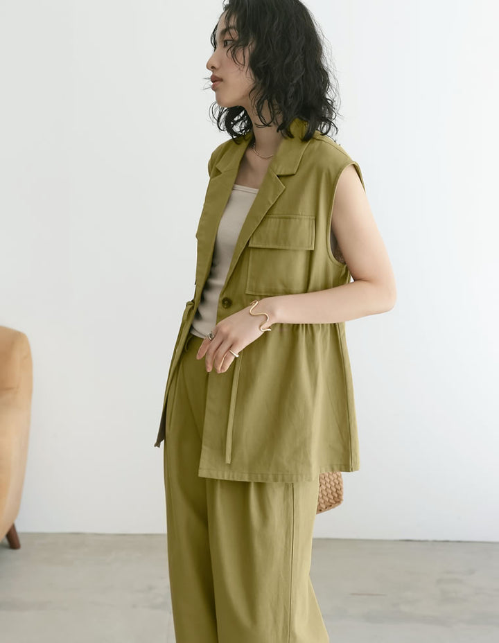 【TIME SALE 40%OFF ¥6,498⇒¥3,898】コットンドロストノースリベストジャケット ジャケット/アウター 人気レディースファッション通販 リエディ