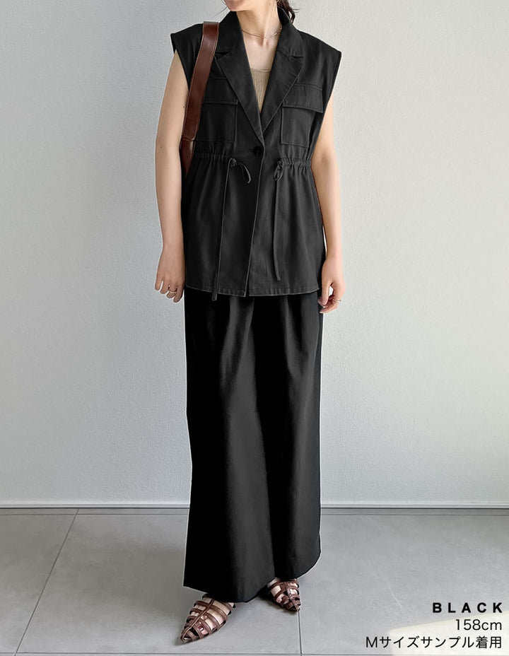【TIME SALE 40%OFF ¥6,498⇒¥3,898】コットンドロストノースリベストジャケット ジャケット/アウター 人気レディースファッション通販 リエディ