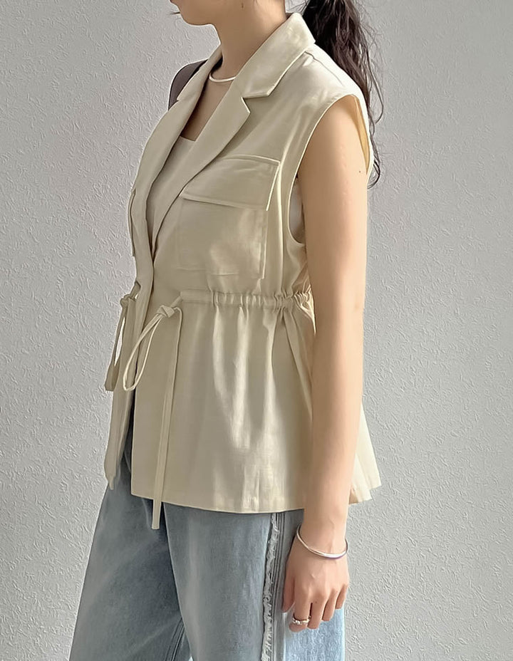 【TIME SALE 40%OFF ¥6,498⇒¥3,898】コットンドロストノースリベストジャケット ジャケット/アウター 人気レディースファッション通販 リエディ
