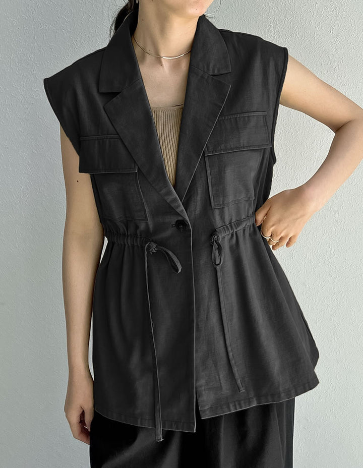 【TIME SALE 40%OFF ¥6,498⇒¥3,898】コットンドロストノースリベストジャケット ジャケット/アウター 人気レディースファッション通販 リエディ