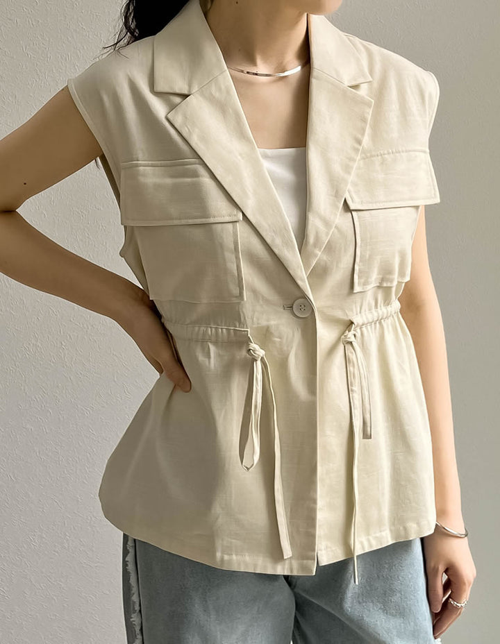 【TIME SALE 40%OFF ¥6,498⇒¥3,898】コットンドロストノースリベストジャケット ジャケット/アウター 人気レディースファッション通販 リエディ