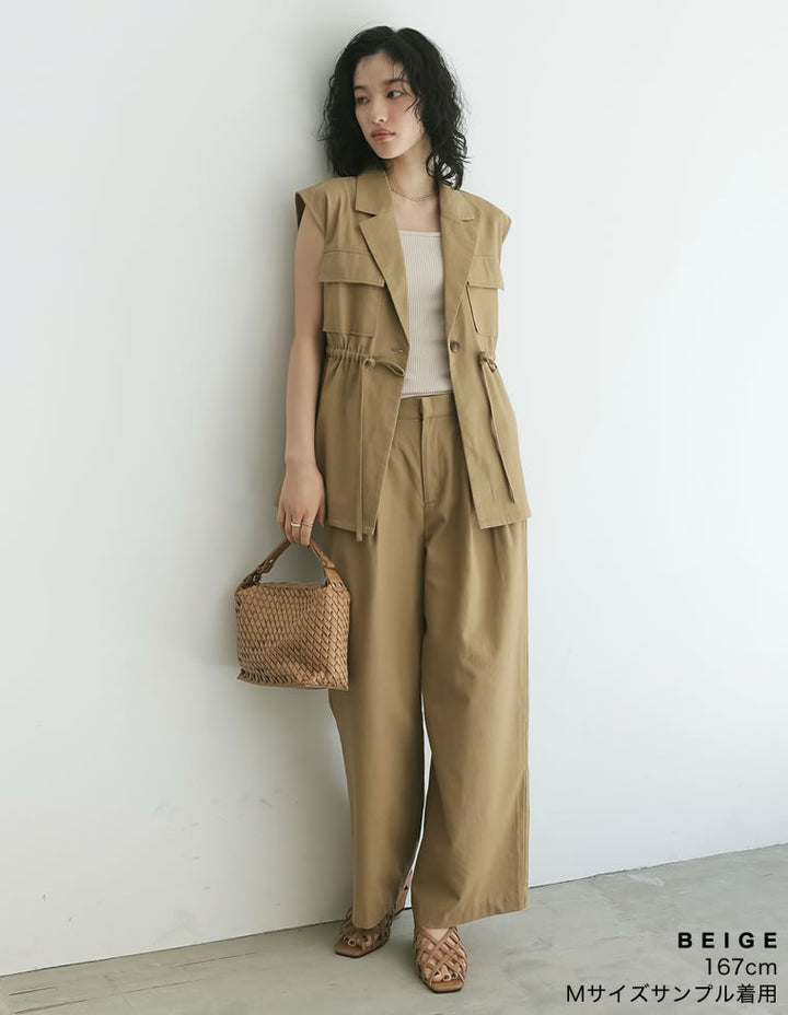 【TIME SALE 40%OFF ¥6,498⇒¥3,898】コットンドロストノースリベストジャケット ジャケット/アウター 人気レディースファッション通販 リエディ