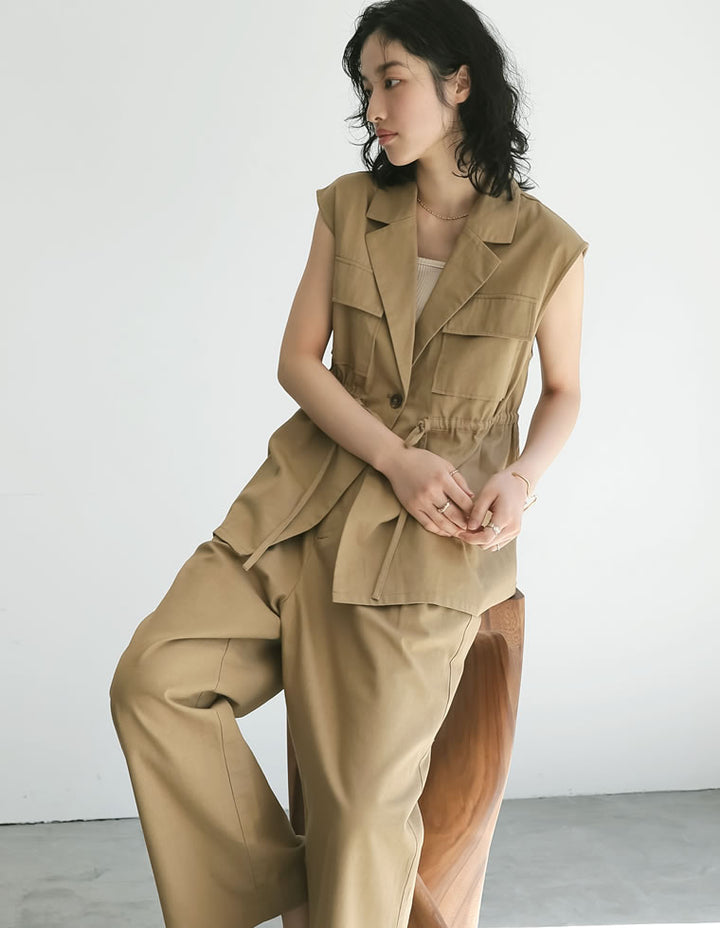 【TIME SALE 40%OFF ¥6,498⇒¥3,898】コットンドロストノースリベストジャケット ジャケット/アウター 人気レディースファッション通販 リエディ