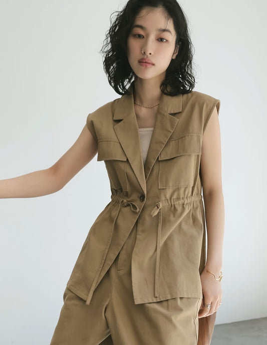 【TIME SALE 40%OFF ¥6,498⇒¥3,898】コットンドロストノースリベストジャケット ジャケット/アウター 人気レディースファッション通販 リエディ