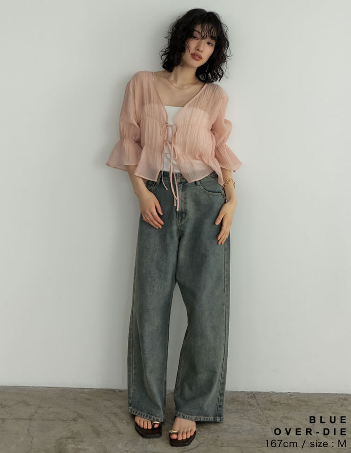 【TIME SALE 50%OFF ¥5,498⇒¥2,749】[話題！オーバーダイデニム][低身長/高身長/大きいサイズ有]オーバーダイルーズデニムパンツ パンツ 人気レディースファッション通販 リエディ