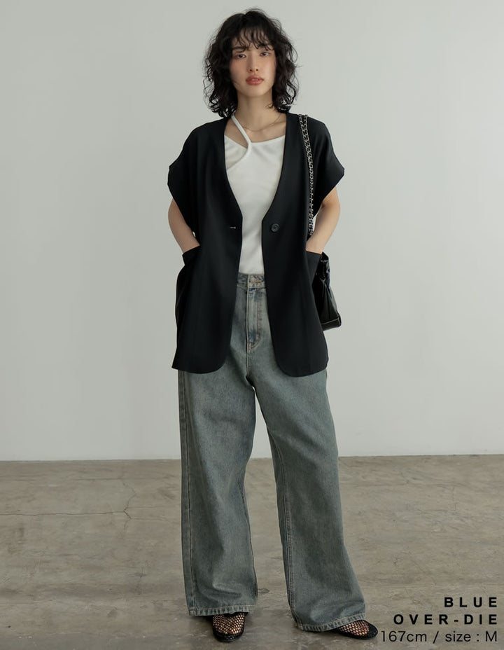【TIME SALE 50%OFF ¥5,498⇒¥2,749】[話題！オーバーダイデニム][低身長/高身長/大きいサイズ有]オーバーダイルーズデニムパンツ パンツ 人気レディースファッション通販 リエディ